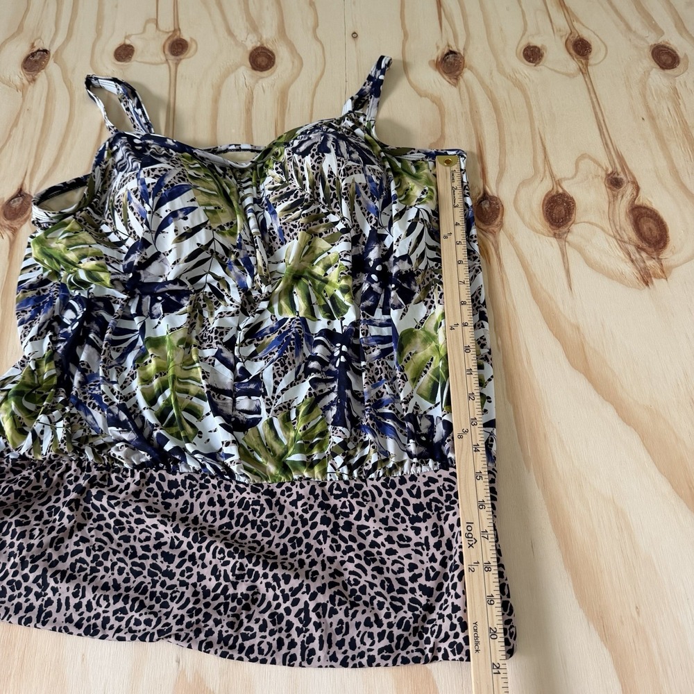 New Swimsuits For All Tankini Top Women 20 Blue Floral Lined Sleeveless Nylon - Picture 4 of 10